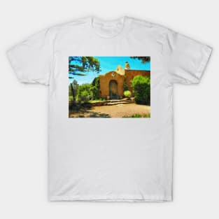 Watercolor painting of traditional adobe architecture in Taos, New Mexico T-Shirt